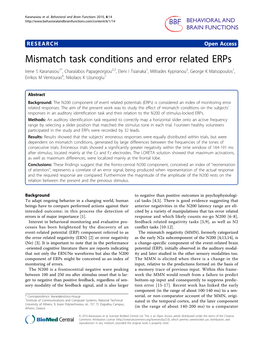 Mismatch Task Conditions and Error Related Erps
