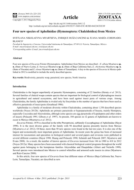 Four New Species of Aphelinidae (Hymenoptera: Chalcidoidea) from Mexico