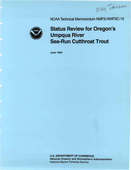 Status Review for Oregon1s Umpqua River Sea-Run Cutthroat Trout