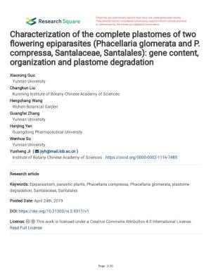 Characterization of the Complete Plastomes of Two Flowering