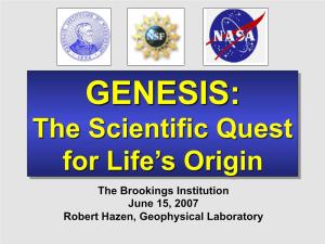 The Scientific Quest for Life's Origin