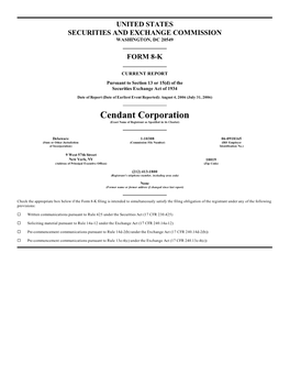 Cendant Corporation (Exact Name of Registrant As Specified in Its Charter)