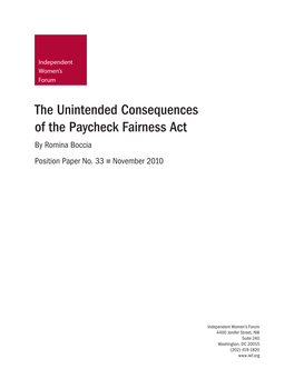 The Unintended Consequences of the Paycheck Fairness Act by Romina Boccia
