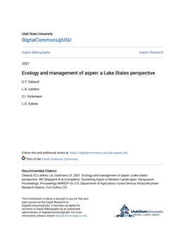 Ecology and Management of Aspen: a Lake States Perspective