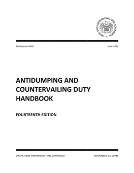 Antidumping and Countervailing Duty Handbook
