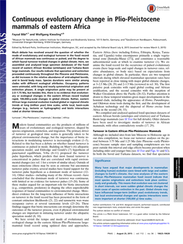 Continuous Evolutionary Change in Plio-Pleistocene Mammals of Eastern Africa