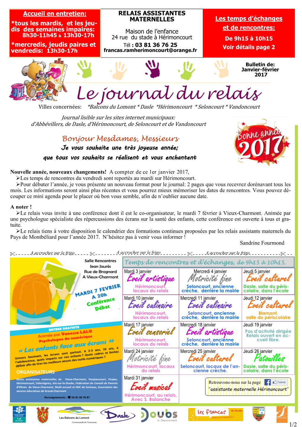 Le Journal Du Relais Villes Concernées: *Balcons Du Lomont * Dasle *Hérimoncourt * Seloncourt * Vandoncourt