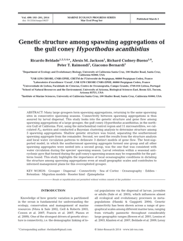Genetic Structure Among Spawning Aggregations of the Gulf Coney Hyporthodus Acanthistius