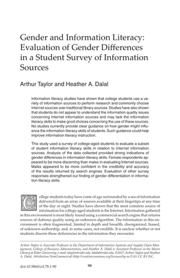 Gender and Information Literacy: Evaluation of Gender Differences in a Student Survey of Information Sources
