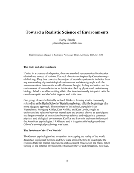 Toward a Realistic Science of Environments
