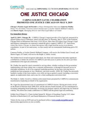 Carpls Golden Gavel Celebration Promotes One Justice Chicago on May 9, 2019