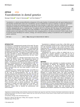 Taurodontism in Dental Genetics