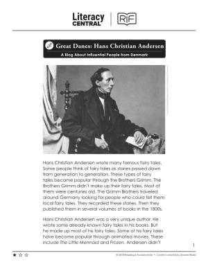 Hans Christian Andersen Wrote Many Famous Fairy Tales