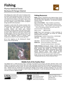 Fishing Plumas National Forest Beckwourth Ranger District