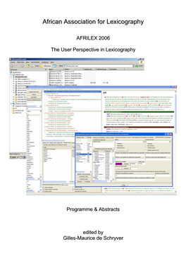 AFRILEX 2006, the User Perspective in Lexicography, Programme