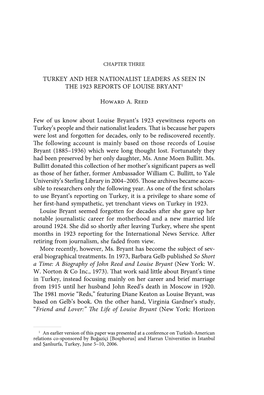 Turkey and Her Nationalist Leaders As Seen in the 1923 Reports of Louise Bryant1