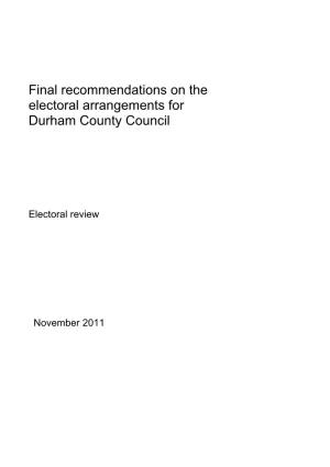 Final Recommendations on the Electoral Arrangements for Durham County Council