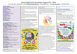 Kincasslagh Parish Newsletter, August 23Rd, 2020