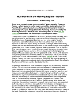 Mushrooms in the Mekong Region – Review