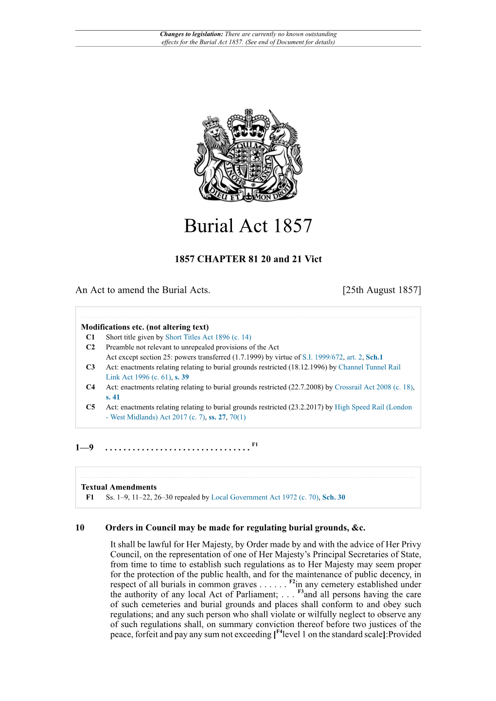 Burial Act 1857