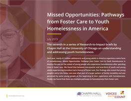Missed Opportunities: Pathways from Foster Care to Youth Homelessness in America