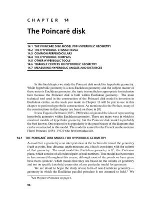 The Poincar ´E Disk