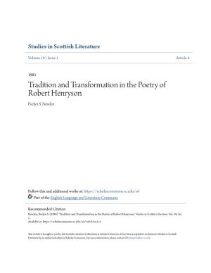 Tradition and Transformation in the Poetry of Robert Henryson Evelyn S