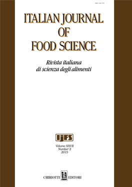 Volume XXVII Number 2 2015 ITALIAN JOURNAL of FOOD SCIENCE (RIVISTA ITALIANA DI SCIENZA DEGLI ALIMENTI) 2Nd Series