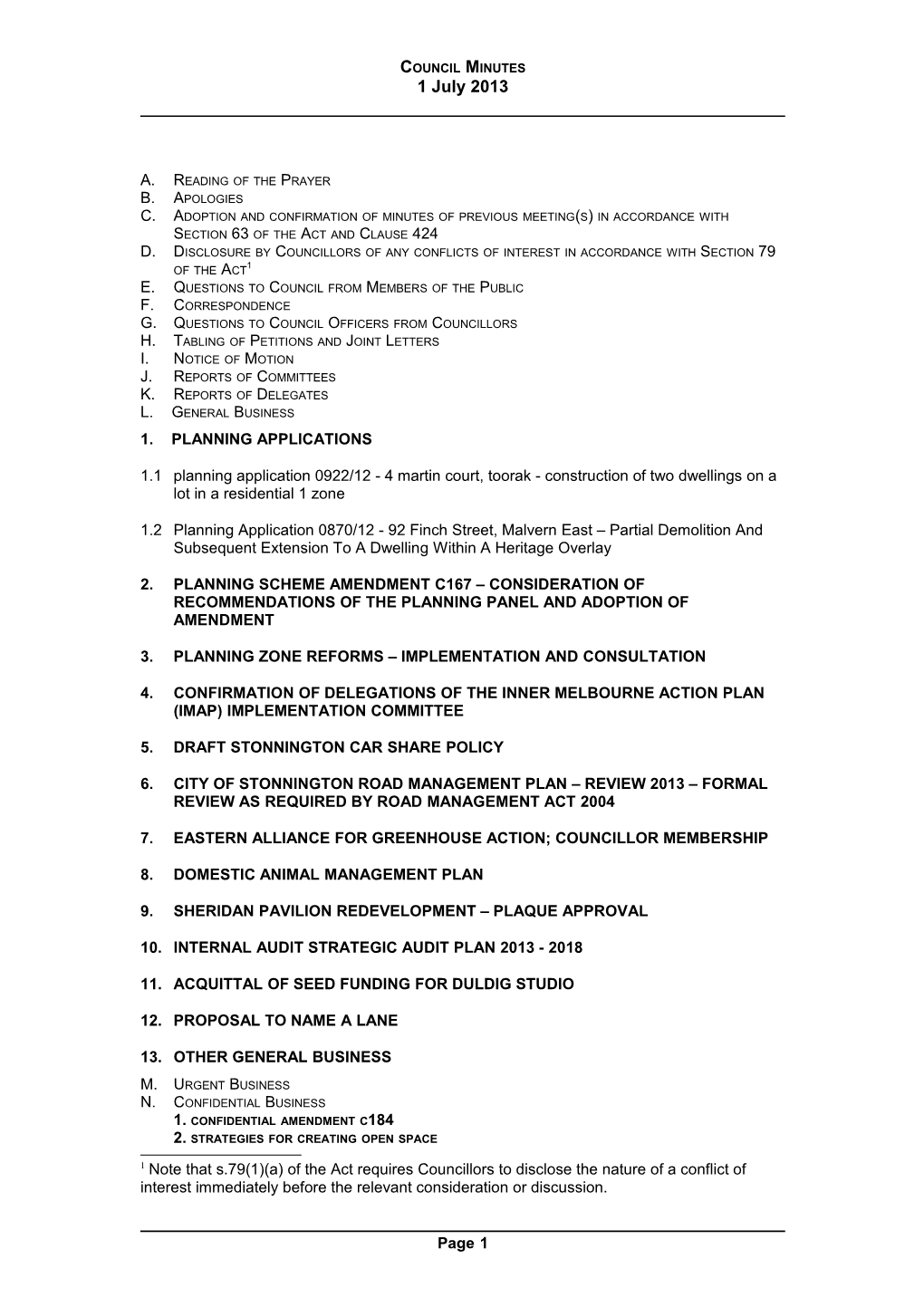 Proforma for Council Minutes - New Version