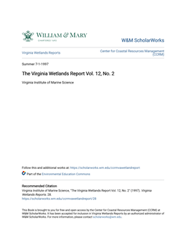 The Virginia Wetlands Report Vol. 12, No. 2