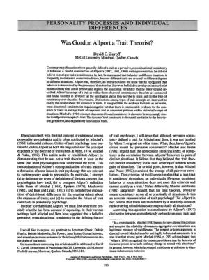 Was Gordon Allport a Trait Theorist?