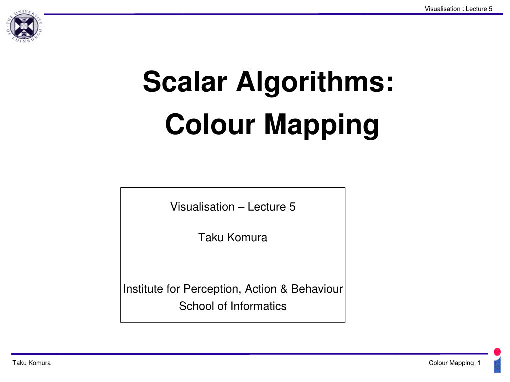 Scalar Algorithms: Colour Mapping