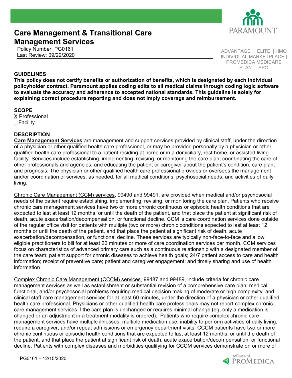 PG0161 Chronic Care Management