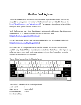 The Clear Greek Keyboard the Clear Greek Keyboard