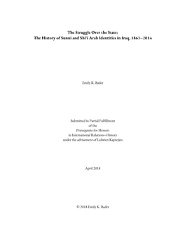 The History of Sunni and Shi'i Arab Identities in Iraq, 1861–2014
