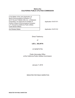 \\10.0.10.115\Eti\States\CA\2018-ORA\LLS Testimony\LLS Testimony Sprint T-Mo 01-05-19 NO FOOTER .Wpd