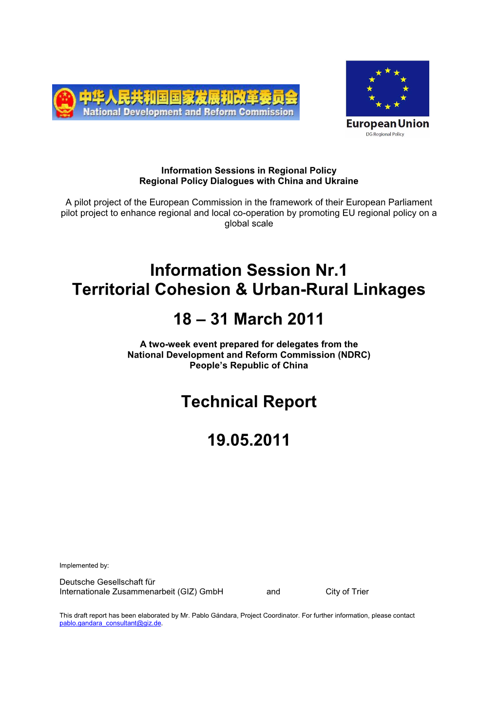 Information Session Nr.1 Territorial Cohesion & Urban-Rural Linkages 18
