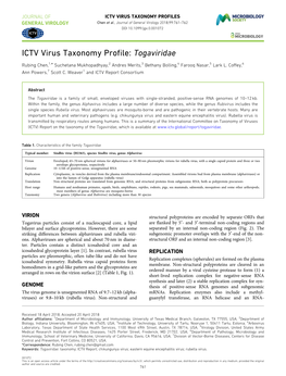 ICTV Virus Taxonomy Profile: Togaviridae
