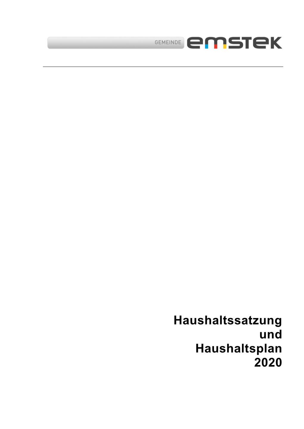 Haushaltssatzung Und Haushaltsplan 2020