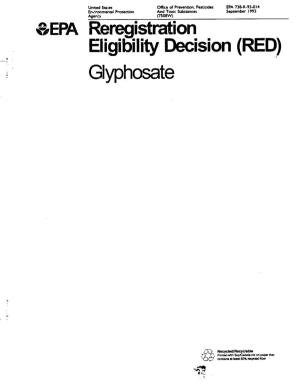 Reregistration Eligibility Decision (RED) for Glyphosate
