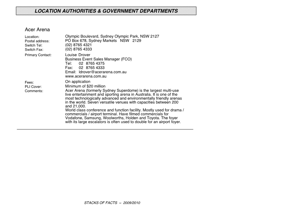 Location Authorities & Government Departments