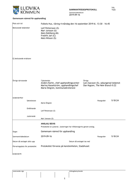 Sammanträdesprotokoll 1(2) 2019-09-16