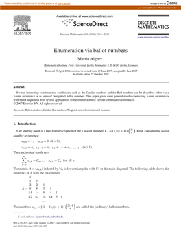 Enumeration Via Ballot Numbers Martin Aigner