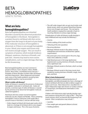 Beta Hemoglobinopathies Genetic Testing