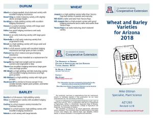 Wheat and Barley Varieties for Arizona