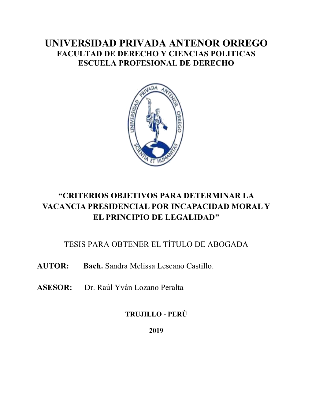 Facultad De Derecho Y Ciencias Politicas Escuela Profesional De Derecho