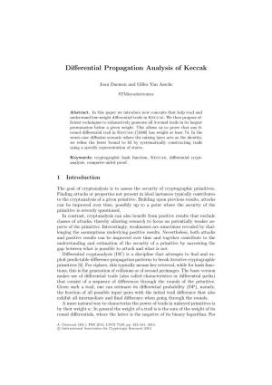 Differential Propagation Analysis of Keccak