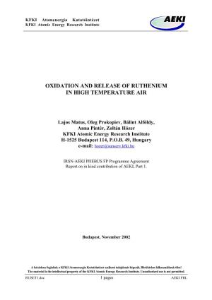 Oxidation and Release of Ruthenium in High Temperature Air