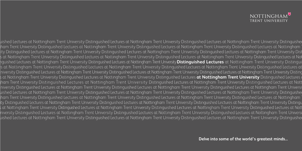 Uished Lectures at Nottingham Trent University Distinguished Lectures At