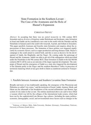 State Formation in the Southern Levant – the Case of the Arameans and the Role of Hazael's Expansion